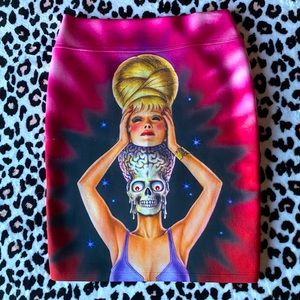 Creepsville 666 MARS ATTACKS bodycon pencil skirt size small